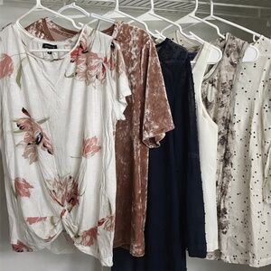 Women’s 6-Piece Blouse and Dress Bundle | Soft Neutrals and Textures | Size M